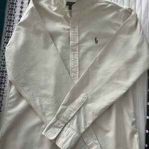 Ralph Lauren Beige Striped Casual Button Down Shirt: Size 4